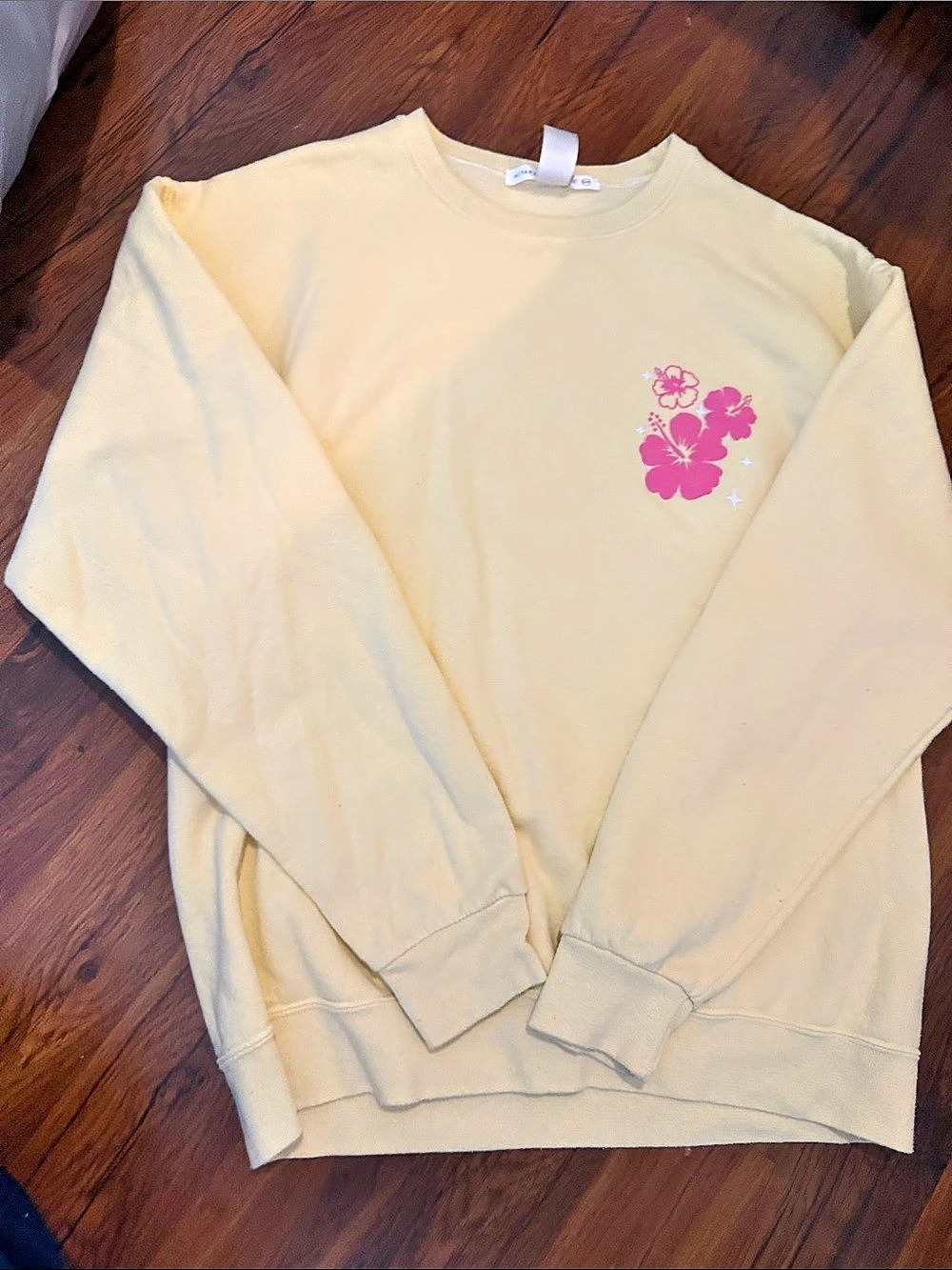 Altar'd State Floral Graphic Sweatshirt Yellow & Pink Small Like New